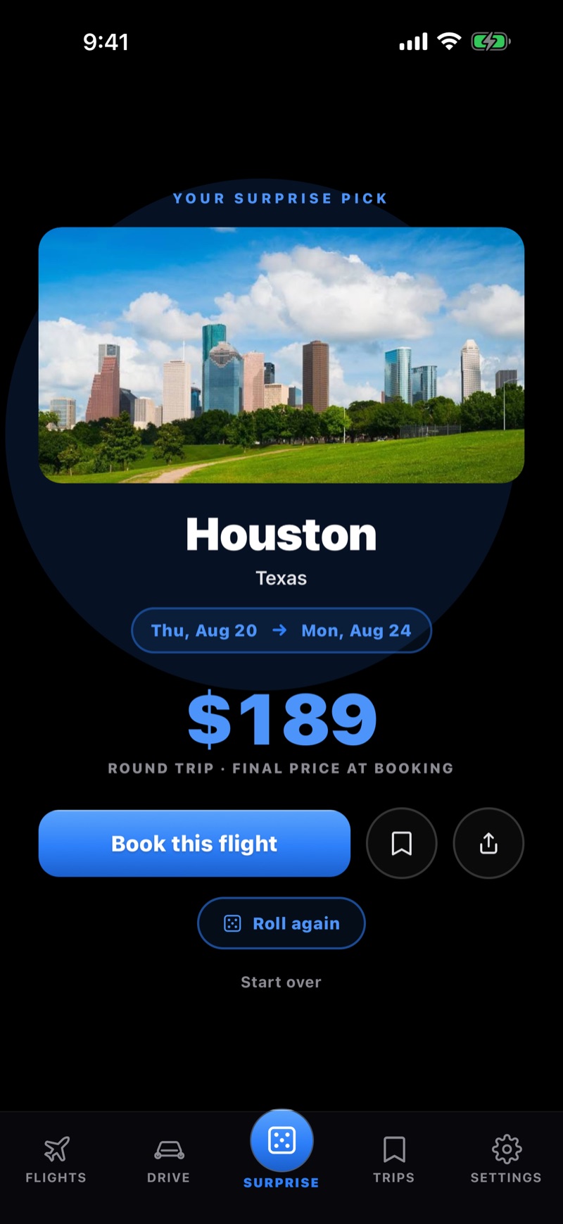 Surprise Me random destination pick